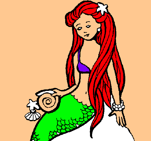 Dibujo Sirena con caracola pintado por sofia484