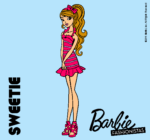 Dibujo Barbie Fashionista 6 pintado por Cacahuete