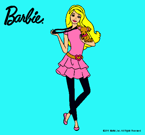 Dibujo Barbie y su mascota pintado por lareina