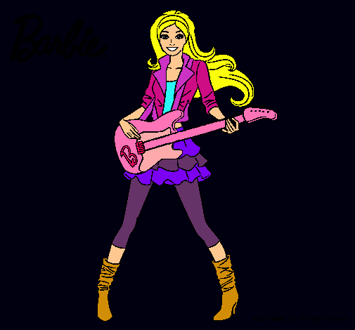 Dibujo Barbie guitarrista pintado por patry1234