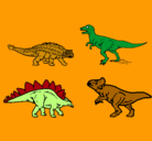 Dibujo Dinosaurios de tierra pintado por cuatro 