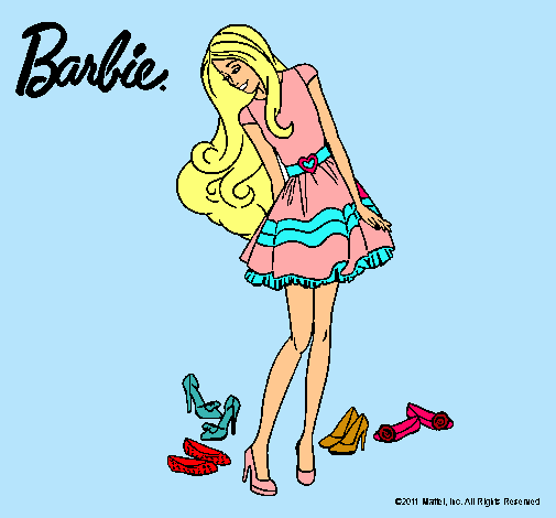 Dibujo Barbie y su colección de zapatos pintado por Lasmitica