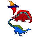 Dibujo Tres clases de dinosaurios pintado por diego2
