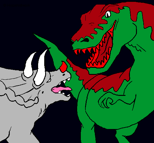 Dibujo Lucha de dinosaurios pintado por ElGabo