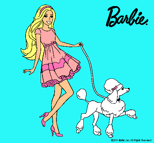 Dibujo Barbie paseando a su mascota pintado por Lolaricura