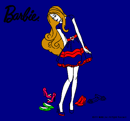 Dibujo Barbie y su colección de zapatos pintado por yefefe