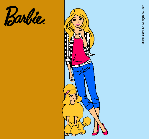 Dibujo Barbie con cazadora de cuadros pintado por Fatinesi