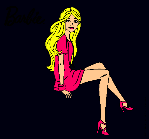 Dibujo Barbie sentada pintado por amalia