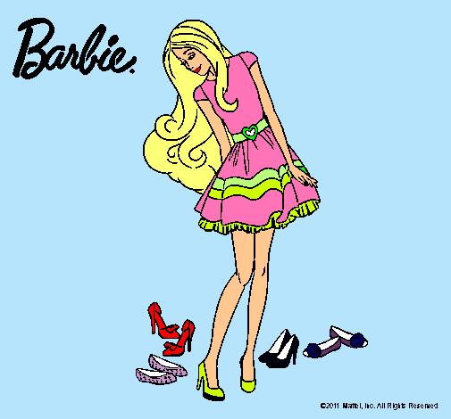 Dibujo Barbie y su colección de zapatos pintado por Lolaricura