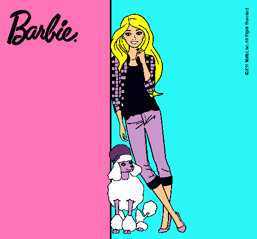 Dibujo Barbie con cazadora de cuadros pintado por estrella24