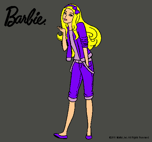 Dibujo Barbie con look casual pintado por amalia