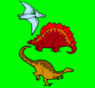 Dibujo Tres clases de dinosaurios pintado por wilma