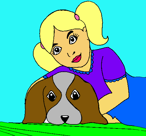Dibujo Niña abrazando a su perro pintado por agustina_rossi