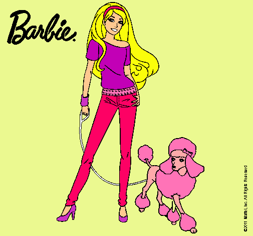 Dibujo Barbie con look moderno pintado por Loren