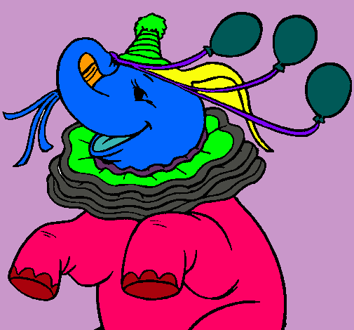 Dibujo Elefante con 3 globos pintado por paquia