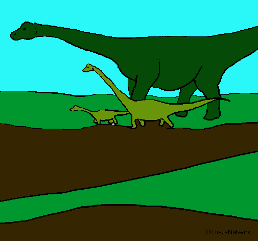 Dibujo Familia de Braquiosaurios pintado por ElGabo