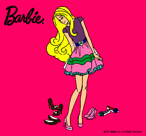 Dibujo Barbie y su colección de zapatos pintado por rinrin