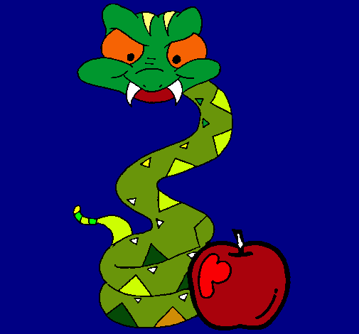 Dibujo Serpiente y manzana pintado por alejoyita