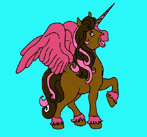 Dibujo Unicornio con alas pintado por patrifeVer