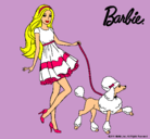 Dibujo Barbie paseando a su mascota pintado por maite1162