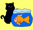 Dibujo Gato y pez pintado por paquia