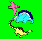 Dibujo Tres clases de dinosaurios pintado por prerssa