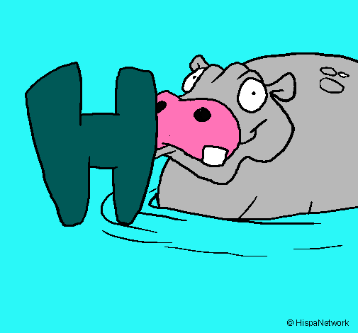 Dibujo Hipopótamo pintado por ElGabo