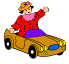 Dibujo Muñeca en coche descapotable pintado por dedo