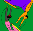 Dibujo Trapecistas saltando pintado por paquia