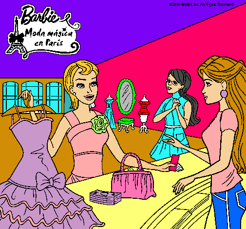 Dibujo Barbie en una tienda de ropa pintado por agustina20