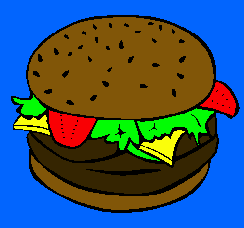 Dibujo Hamburguesa completa pintado por kary7