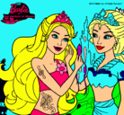 Dibujo Barbie se despiede de la reina sirena pintado por Elina