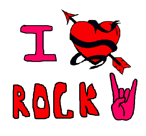 Dibujo I love rock pintado por mujergato