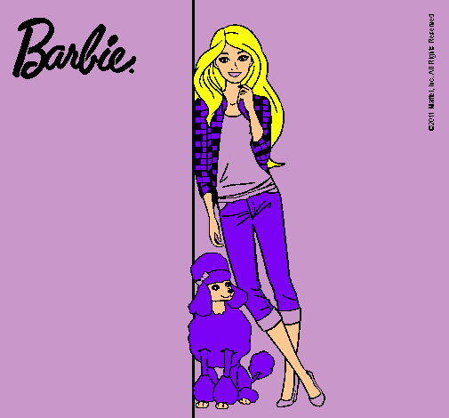 Dibujo Barbie con cazadora de cuadros pintado por amalia