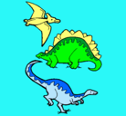 Dibujo Tres clases de dinosaurios pintado por BENJAMIN1