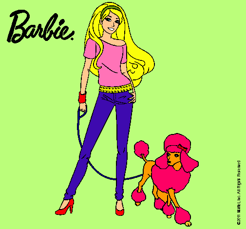 Dibujo Barbie con look moderno pintado por saltaria