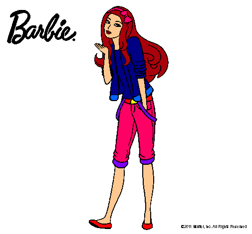 Dibujo Barbie con look casual pintado por aldi 