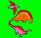 Dibujo Tres clases de dinosaurios pintado por paramamita