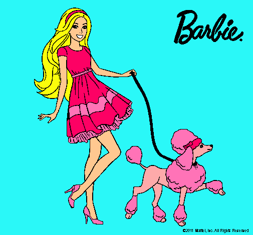 Dibujo Barbie paseando a su mascota pintado por esrefy