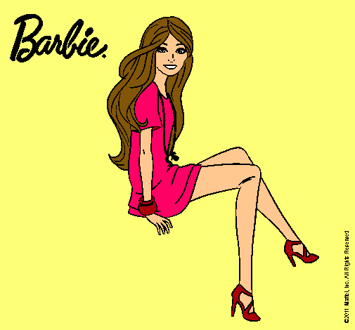 Dibujo Barbie sentada pintado por virgini