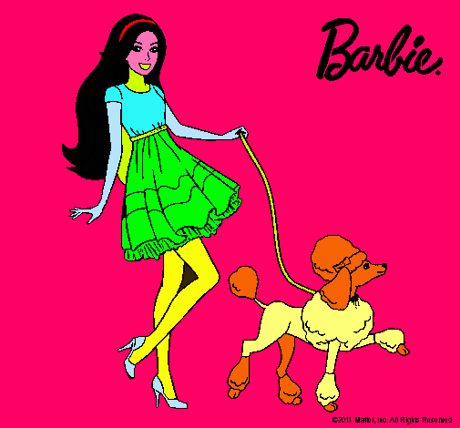 Dibujo Barbie paseando a su mascota pintado por jimawary