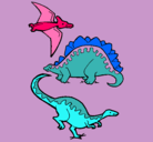 Dibujo Tres clases de dinosaurios pintado por KARLIX