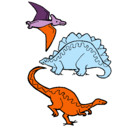 Dibujo Tres clases de dinosaurios pintado por nggnhufhu