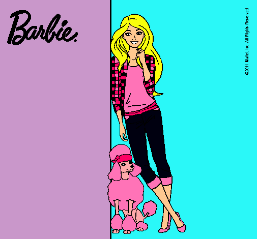 Dibujo Barbie con cazadora de cuadros pintado por esrefy