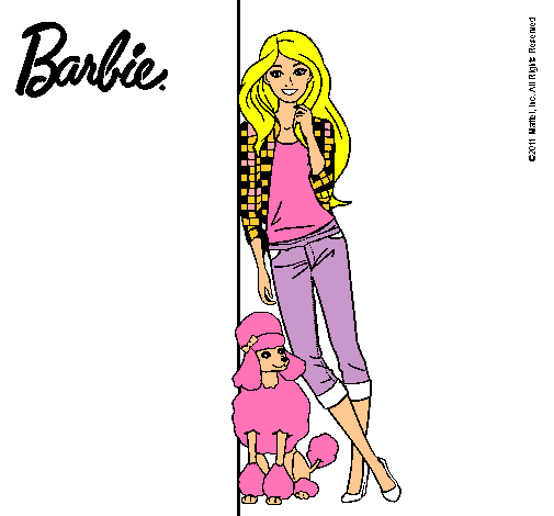 Dibujo Barbie con cazadora de cuadros pintado por belennn