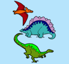 Dibujo Tres clases de dinosaurios pintado por hyfgfghgthg
