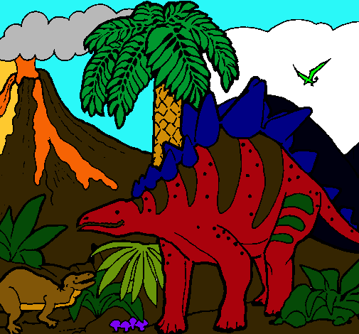 Dibujo Familia de Tuojiangosaurios pintado por tonevalentin