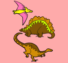 Dibujo Tres clases de dinosaurios pintado por DESCHI