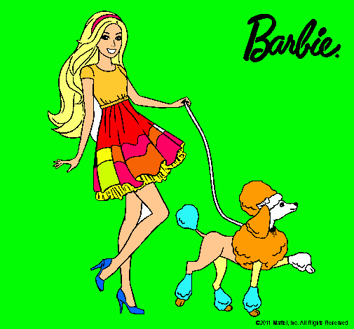 Dibujo Barbie paseando a su mascota pintado por hellen_pena