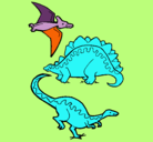 Dibujo Tres clases de dinosaurios pintado por oki9jiouj